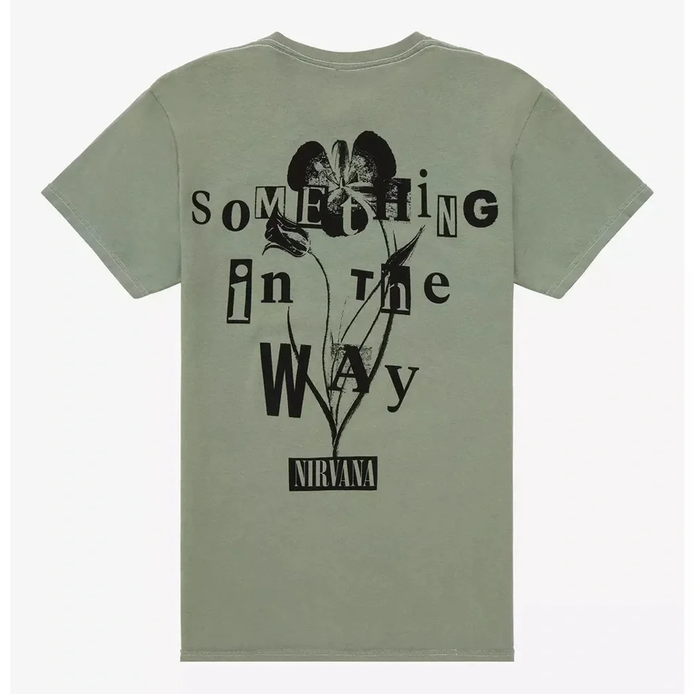 Nirvana Unisex Oversized Something In The Way Crewneck Tee Green/Black 2XL